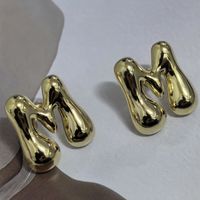 1 Pair Casual Simple Style Letter Polishing Plating Copper Gold Plated Silver Plated Ear Studs sku image 7