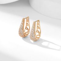 1 Pair Simple Style Commute Water Droplets Plating Inlay Copper Zircon Gold Plated Earrings main image 7