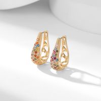 1 Pair Simple Style Commute Water Droplets Plating Inlay Copper Zircon Gold Plated Earrings main image 9