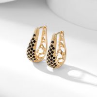 1 Pair Simple Style Commute Water Droplets Plating Inlay Copper Zircon Gold Plated Earrings main image 6