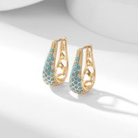 1 Pair Simple Style Commute Water Droplets Plating Inlay Copper Zircon Gold Plated Earrings main image 5