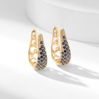 1 Pair Simple Style Commute Water Droplets Plating Inlay Copper Zircon Gold Plated Earrings main image 8