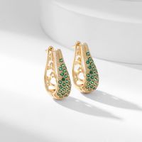 1 Pair Simple Style Commute Water Droplets Plating Inlay Copper Zircon Gold Plated Earrings main image 4