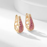 1 Pair Simple Style Commute Water Droplets Plating Inlay Copper Zircon Gold Plated Earrings main image 10