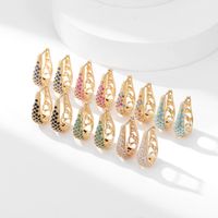 1 Pair Simple Style Commute Water Droplets Plating Inlay Copper Zircon Gold Plated Earrings main image 1