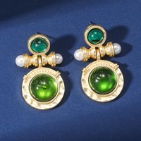 1 Pair Elegant Pastoral Streetwear Geometric Plating Inlay Alloy Resin Gold Plated Drop Earrings main image 4