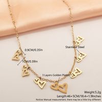 304 Stainless Steel 18K Gold Plated Simple Style Solid Color Plating Heart Shape Symbol Necklace sku image 10