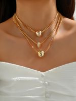 Simple Style Classic Style Solid Color Alloy Inlay Rhinestones Women's Layered Necklaces sku image 1