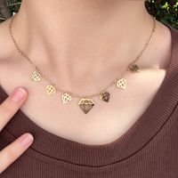 304 Stainless Steel 18K Gold Plated Simple Style Solid Color Plating Heart Shape Symbol Necklace main image 7