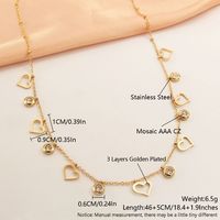 304 Stainless Steel 18K Gold Plated Gold Plated Modern Style Simple Style Plating Inlay Letter Zircon Necklace main image 2