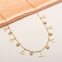 304 Stainless Steel 18K Gold Plated Gold Plated Modern Style Simple Style Plating Inlay Letter Zircon Necklace main image 1