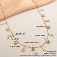 304 Stainless Steel 18K Gold Plated Gold Plated Modern Style Simple Style Plating Inlay Letter Zircon Necklace sku image 4