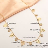 304 Stainless Steel 18K Gold Plated Gold Plated Modern Style Simple Style Plating Inlay Letter Zircon Necklace sku image 5