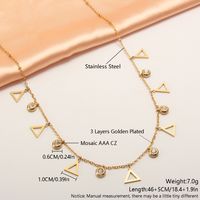 304 Stainless Steel 18K Gold Plated Gold Plated Modern Style Simple Style Plating Inlay Letter Zircon Necklace sku image 10