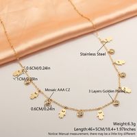 304 Stainless Steel 18K Gold Plated Simple Style Plating Inlay Solid Color Zircon Necklace main image 2
