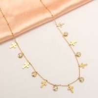 304 Stainless Steel 18K Gold Plated Simple Style Plating Inlay Solid Color Zircon Necklace main image 3