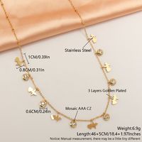 304 Stainless Steel 18K Gold Plated Simple Style Plating Inlay Solid Color Zircon Necklace main image 4