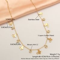 304 Stainless Steel 18K Gold Plated Simple Style Plating Inlay Solid Color Zircon Necklace main image 7