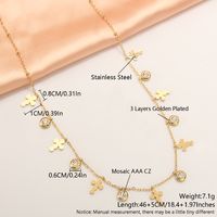 304 Stainless Steel 18K Gold Plated Simple Style Plating Inlay Solid Color Zircon Necklace sku image 4