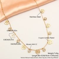 304 Stainless Steel 18K Gold Plated Simple Style Plating Inlay Solid Color Zircon Necklace sku image 5