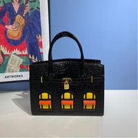 Women's Pu Leather Cartoon Streetwear Square Flip Cover Handbag sku image 3