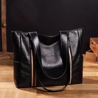 Women's Pu Leather Solid Color Streetwear Square Zipper Tote Bag main image 6