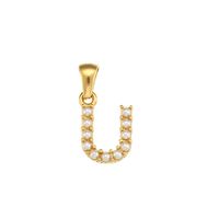 1 Piece Stainless Steel Artificial Pearls Zircon 18K Gold Plated Inlay Polished Pendant sku image 35