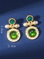 1 Pair Elegant Pastoral Streetwear Geometric Plating Inlay Alloy Resin Gold Plated Drop Earrings main image 6