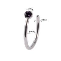 1 Piece Casual Hip-hop Modern Style C Shape Inlay Stainless Steel Zircon Nose Studs sku image 4