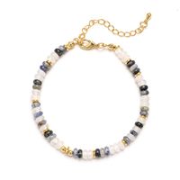 Vintage Style Color Block Stainless Steel Natural Stone Bracelets In Bulk sku image 6