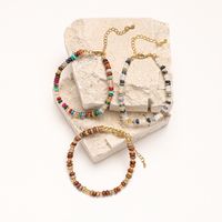 Vintage Style Color Block Stainless Steel Natural Stone Bracelets In Bulk main image 4