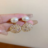 1 Pair Sweet Flower Plating Imitation Pearl Drop Earrings sku image 22