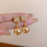 1 Pair Sweet Flower Plating Imitation Pearl Drop Earrings sku image 39