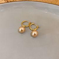 1 Pair Sweet Flower Plating Imitation Pearl Drop Earrings sku image 5