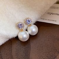 1 Pair Sweet Flower Plating Imitation Pearl Drop Earrings sku image 6