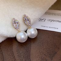1 Pair Sweet Flower Plating Imitation Pearl Drop Earrings sku image 8
