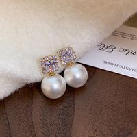 1 Pair Sweet Flower Plating Imitation Pearl Drop Earrings sku image 7