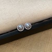 1 Pair Sweet Flower Plating Imitation Pearl Drop Earrings sku image 15
