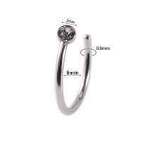 1 Piece Casual Hip-hop Modern Style C Shape Inlay Stainless Steel Zircon Nose Studs sku image 1