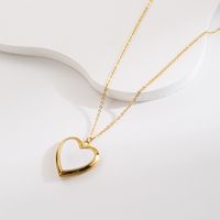 Stainless Steel Titanium Steel 14K Gold Plated Elegant Vintage Style Inlay Heart Shape Zircon Pendant Necklace sku image 10