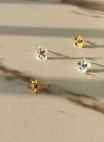 1 Piece Casual Flower Plating Sterling Silver Zircon 18k Gold Plated Silver Plated Ear Studs main image 1