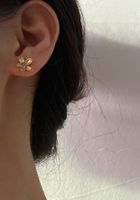 1 Piece Casual Flower Plating Sterling Silver Zircon 18k Gold Plated Silver Plated Ear Studs main image 5