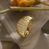 Casual Modern Style Geometric Copper Plating Inlay Zircon 18k Gold Plated Open Rings main image 5