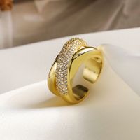 Casual Modern Style Geometric Copper Plating Inlay Zircon 18k Gold Plated Open Rings main image 6