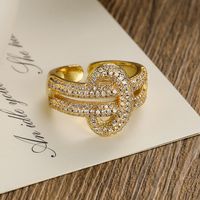 Casual Modern Style Geometric Copper Plating Inlay Zircon 18k Gold Plated Open Rings main image 2