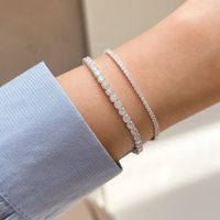 Simple Style Geometric Sterling Silver Plating Inlay Zircon Silver Plated Bracelets main image 4