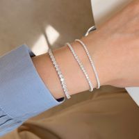 Simple Style Geometric Sterling Silver Plating Inlay Zircon Silver Plated Bracelets main image 5