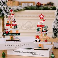 Christmas Cartoon Style Cute Christmas Tree Letter Snowman Wood Indoor Party Festival Ornaments main image 1