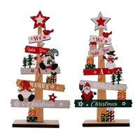 Christmas Cartoon Style Cute Christmas Tree Letter Snowman Wood Indoor Party Festival Ornaments main image 4