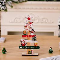 Christmas Cartoon Style Cute Christmas Tree Letter Snowman Wood Indoor Party Festival Ornaments sku image 2